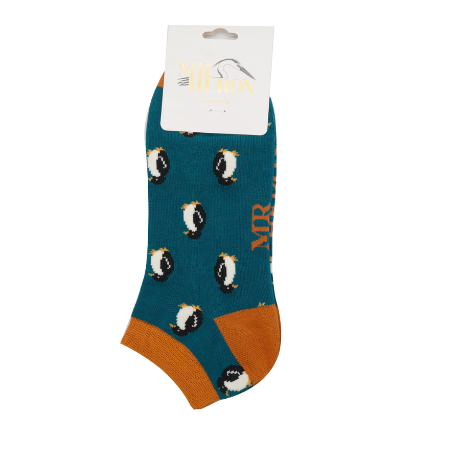 Men's Little Penguins Trainer Socks Teal-6070 Men's Little Penguins Trainer Socks Teal-6070