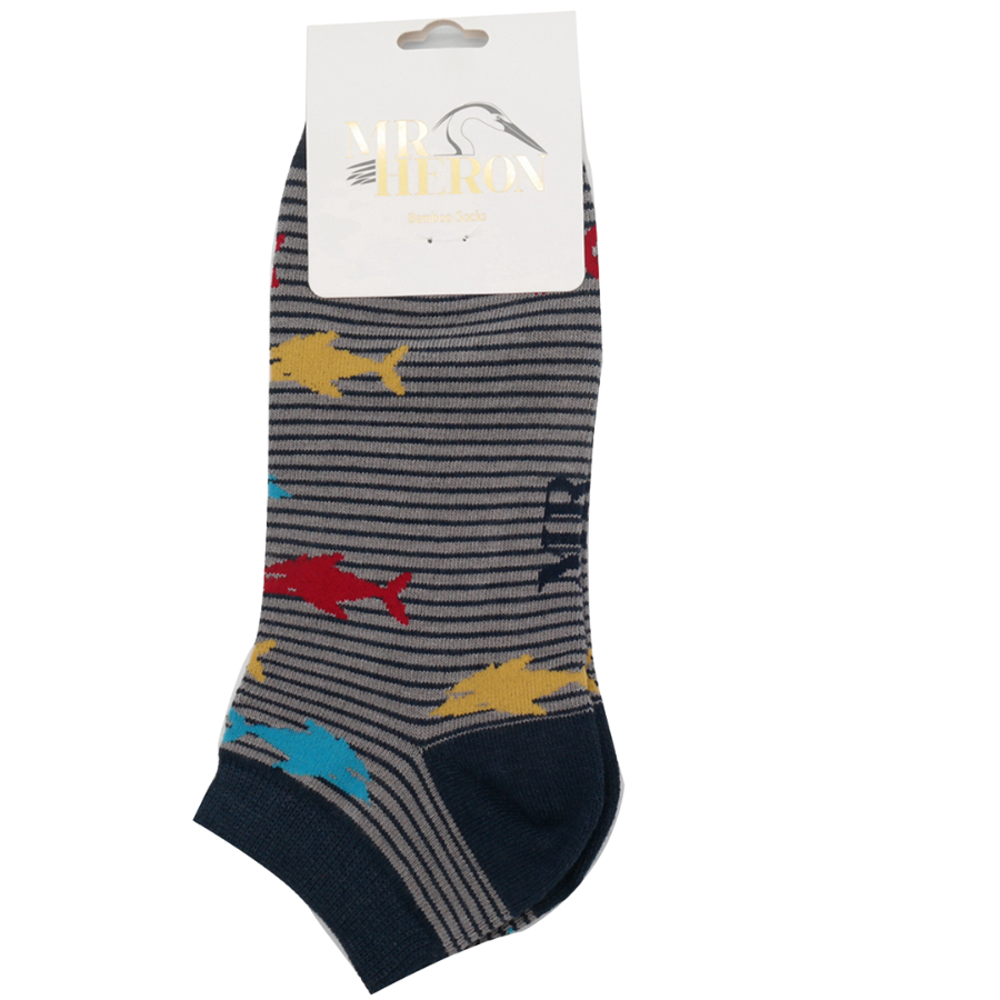 Men's Sharks Trainer Socks Grey-6083 Men's Sharks Trainer Socks Grey-6083