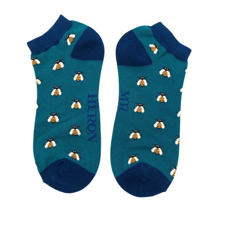 Men's Honey Bees Trainer Socks Teal-0 Men's Honey Bees Trainer Socks Teal-0