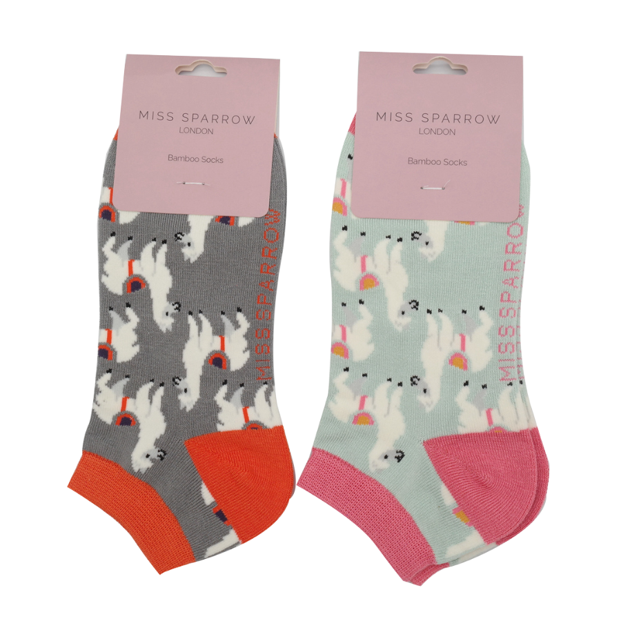 Llamas Trainer Socks Grey-5983 Llamas Trainer Socks Grey-5983