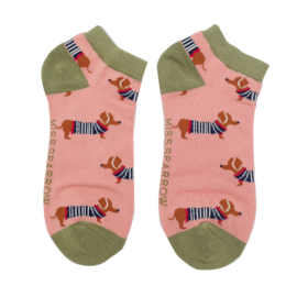 Parisian Pups Trainer Socks Dusky Pink-0