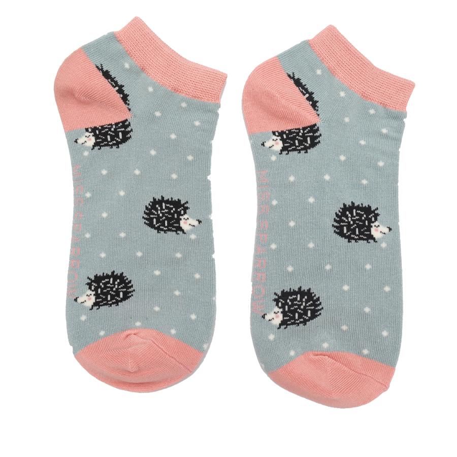 Sleepy Hedgehogs Trainer Socks Duck Egg-0 Sleepy Hedgehogs Trainer Socks Duck Egg-0