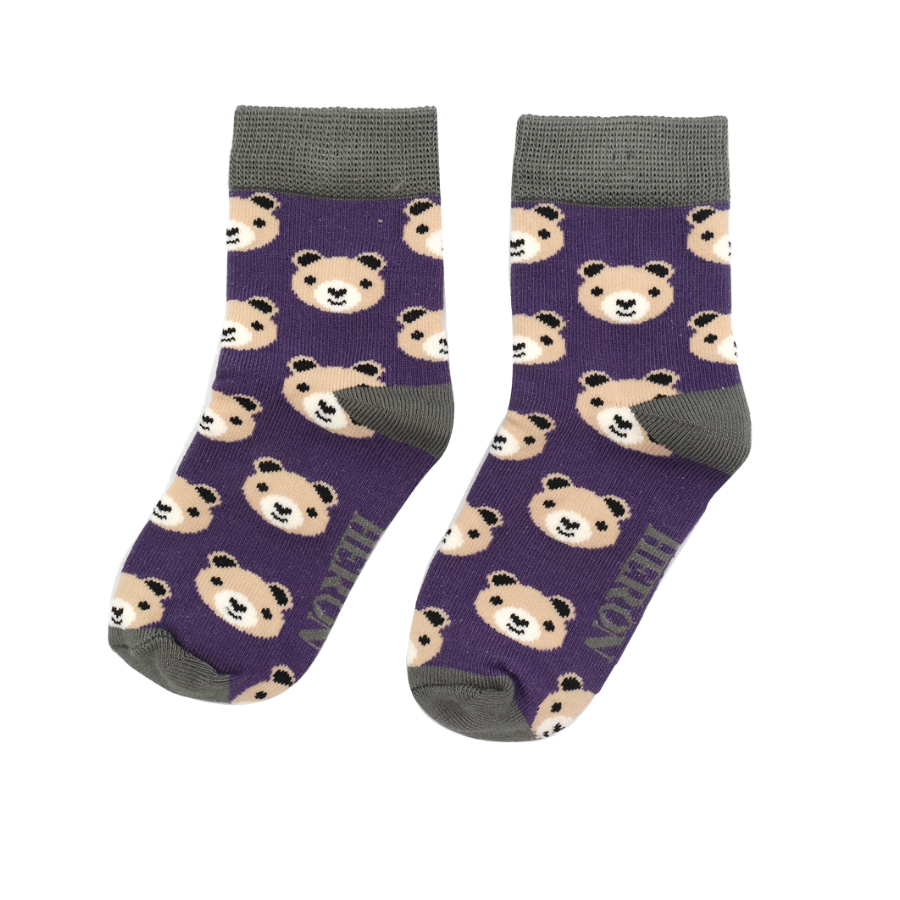 Boys Bear Socks Purple-6148 Boys Bear Socks Purple-6148