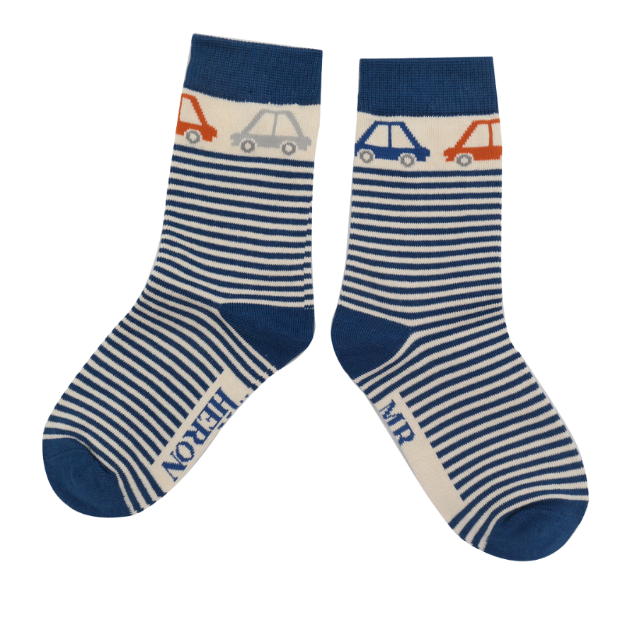 Boys Cars & Stripes Socks Navy-6281 Boys Cars & Stripes Socks Navy-6281