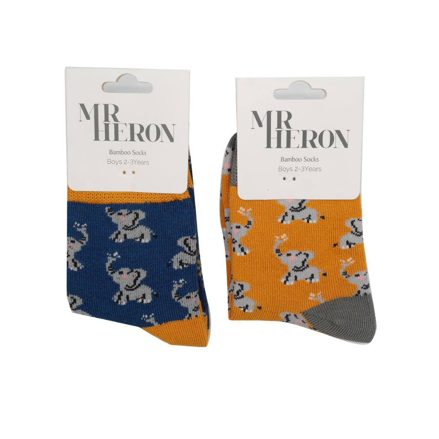 Boys Elephants Socks Yellow-6298 Boys Elephants Socks Yellow-6298
