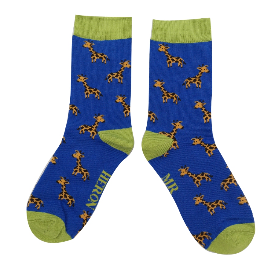 Boys Giraffes Socks Blue-6301 Boys Giraffes Socks Blue-6301