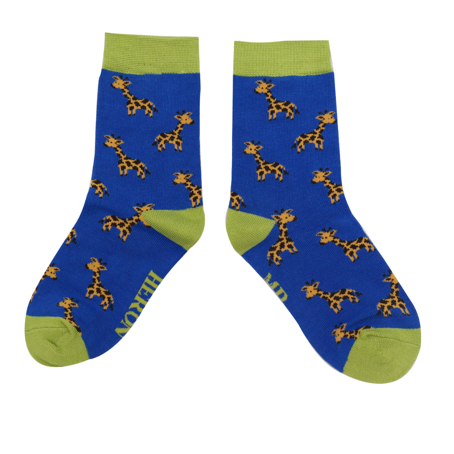 Boys Giraffes Socks Blue-6300 Boys Giraffes Socks Blue-6300