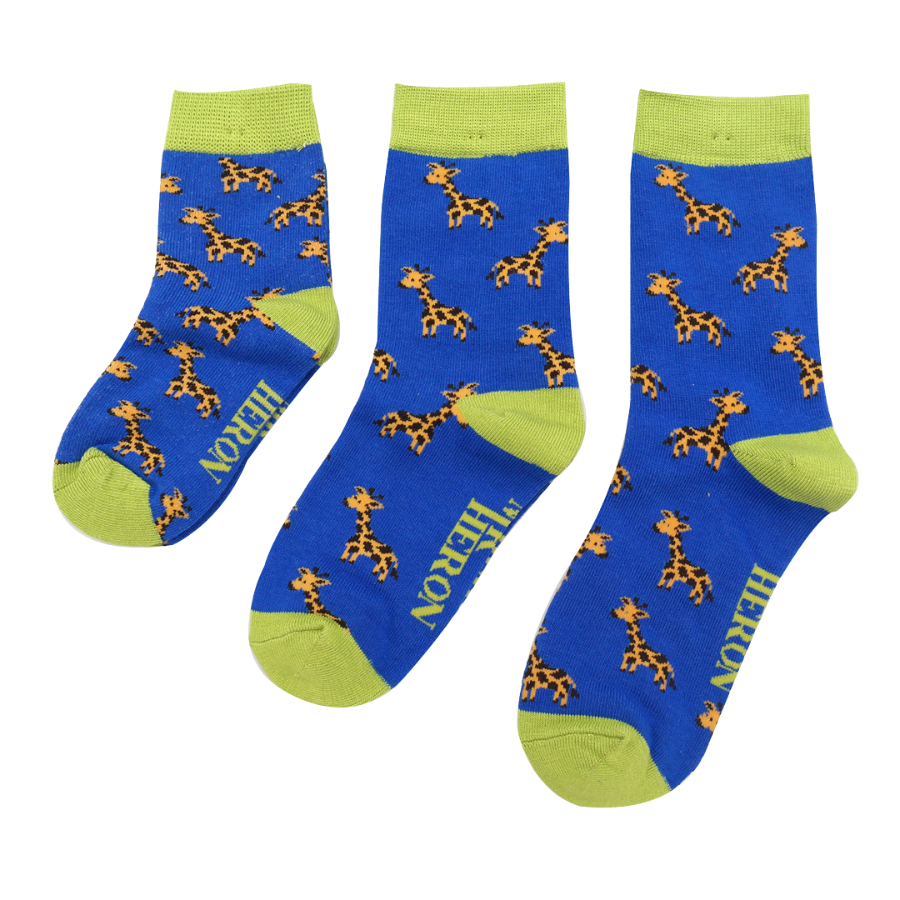 Boys Giraffes Socks Blue-0 Boys Giraffes Socks Blue-0