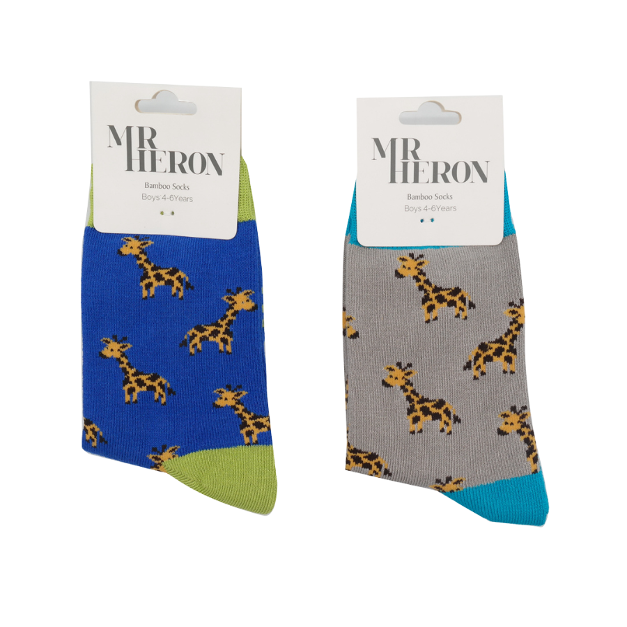 Boys Giraffes Socks Blue-6303 Boys Giraffes Socks Blue-6303