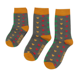 Boys Little Hearts Socks Charcoal-0