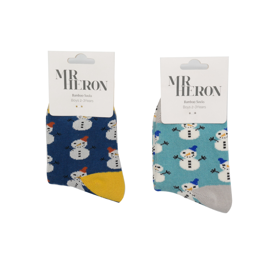 Boys Snowmen Socks Teal-6356 Boys Snowmen Socks Teal-6356