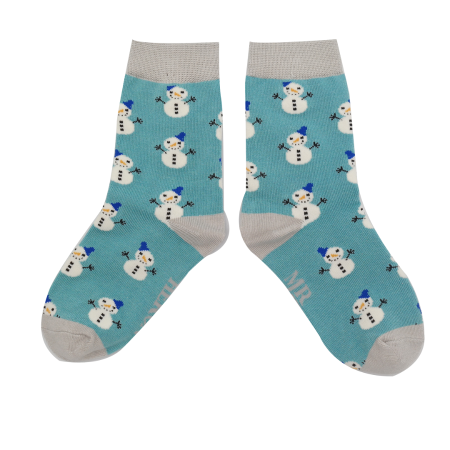 Boys Snowmen Socks Teal-6354 Boys Snowmen Socks Teal-6354