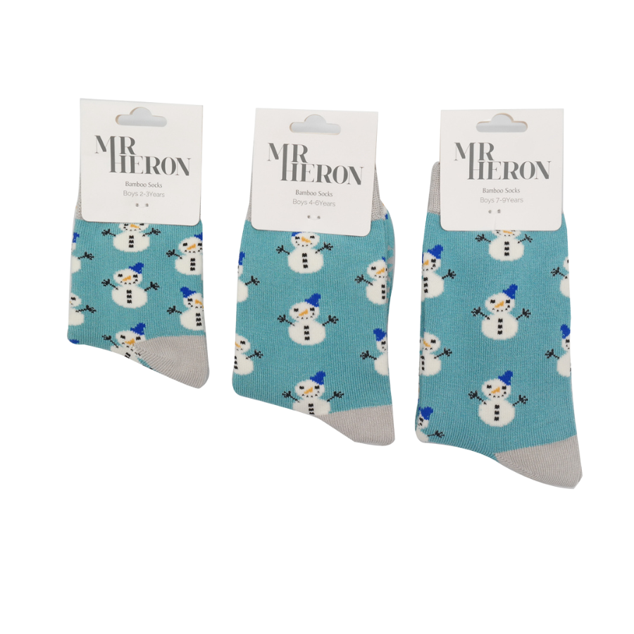 Boys Snowmen Socks Teal-6355 Boys Snowmen Socks Teal-6355