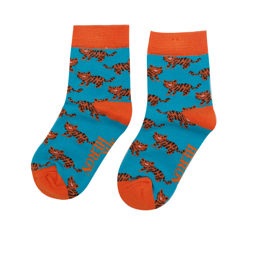 Boys Tiger Socks Turquoise-6371 Boys Tiger Socks Turquoise-6371