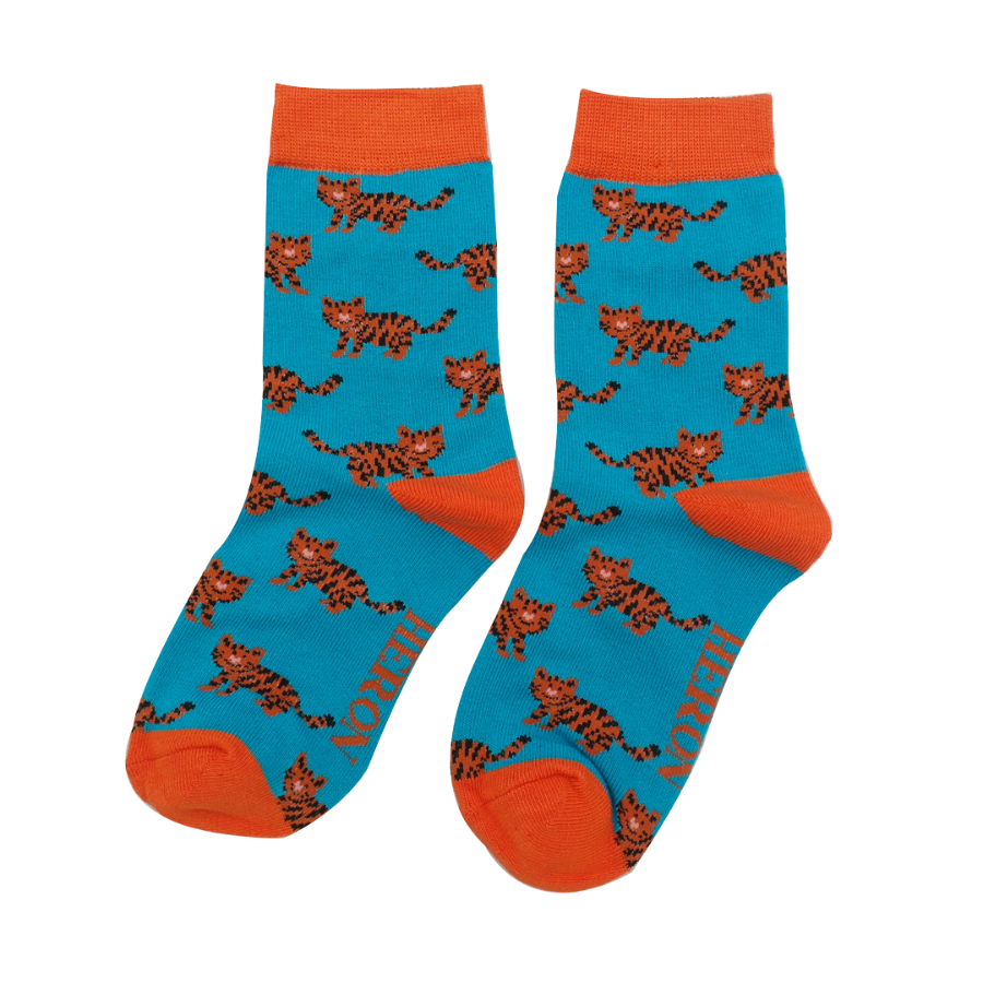 Boys Tiger Socks Turquoise-6372 Boys Tiger Socks Turquoise-6372