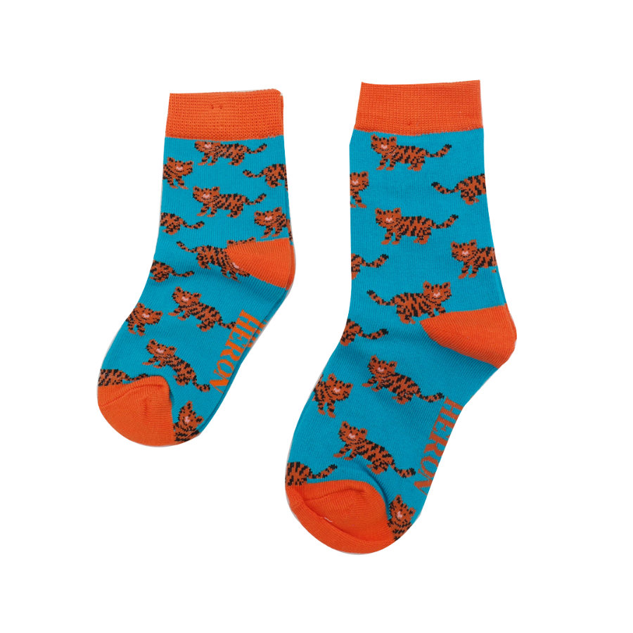 Boys Tiger Socks Turquoise-0 Boys Tiger Socks Turquoise-0