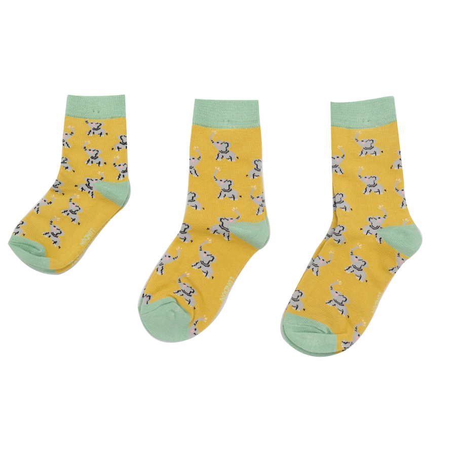 Girls Elephants Socks Yellow-6156 Girls Elephants Socks Yellow-6156