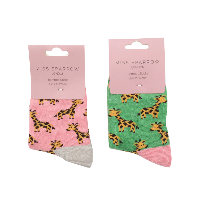 Girls Giraffes Socks Light Pink-6173 Girls Giraffes Socks Light Pink-6173