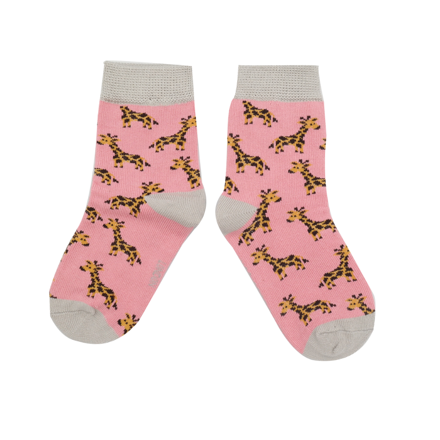 Girls Giraffes Socks Light Pink-0 Girls Giraffes Socks Light Pink-0