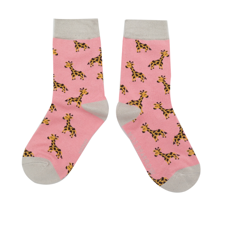 Girls Giraffes Socks Light Pink-6170 Girls Giraffes Socks Light Pink-6170