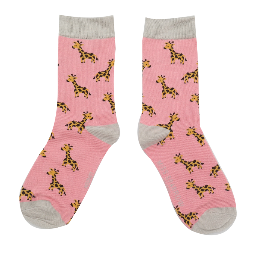 Girls Giraffes Socks Light Pink-6171 Girls Giraffes Socks Light Pink-6171