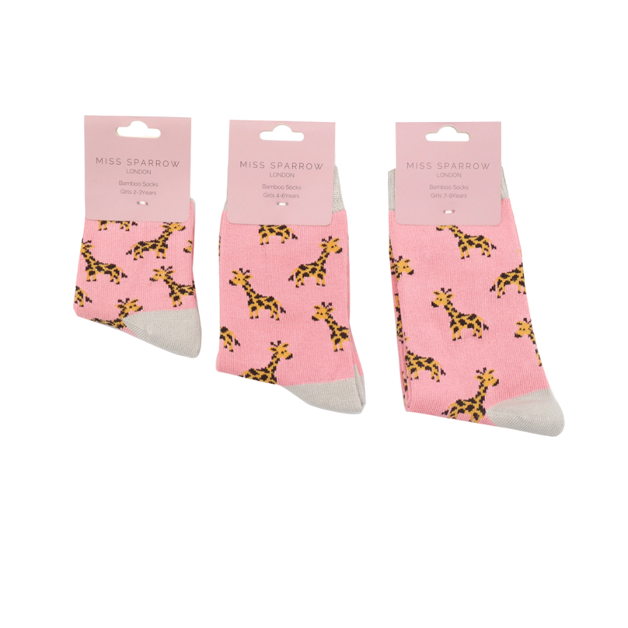 Girls Giraffes Socks Light Pink-6172 Girls Giraffes Socks Light Pink-6172
