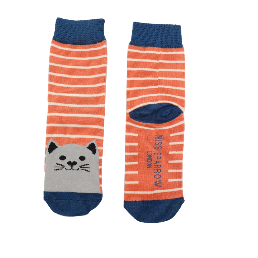 Girls Kitty Cats Socks Orange-6190 Girls Kitty Cats Socks Orange-6190