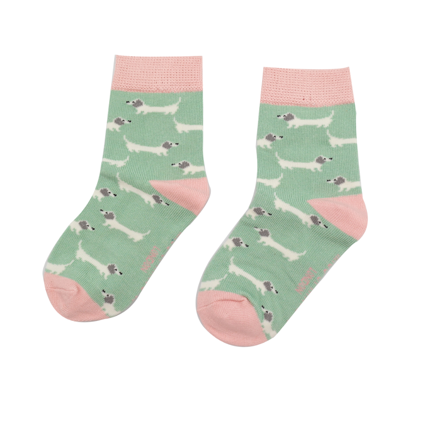 Girls Sausage Dogs Socks Mint-0 Girls Sausage Dogs Socks Mint-0