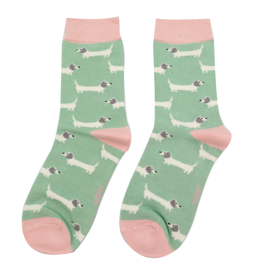 Girls Sausage Dogs Socks Mint-6226 Girls Sausage Dogs Socks Mint-6226