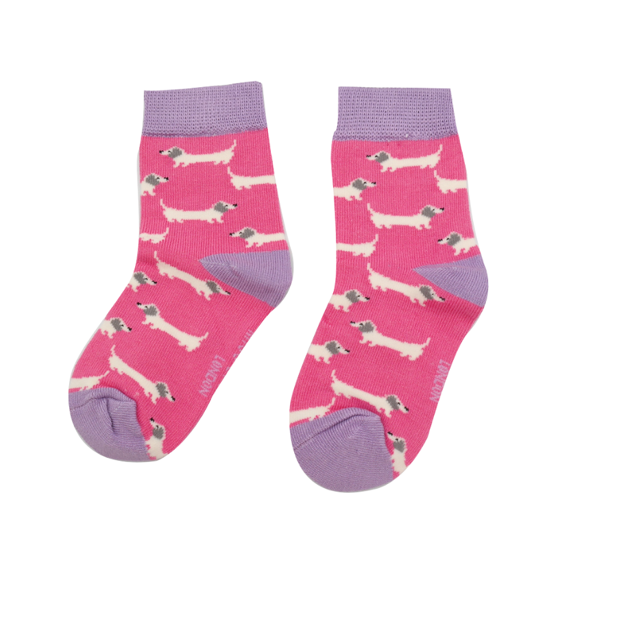 Girls Sausage Dogs Socks Bright Pink-0 Girls Sausage Dogs Socks Bright Pink-0