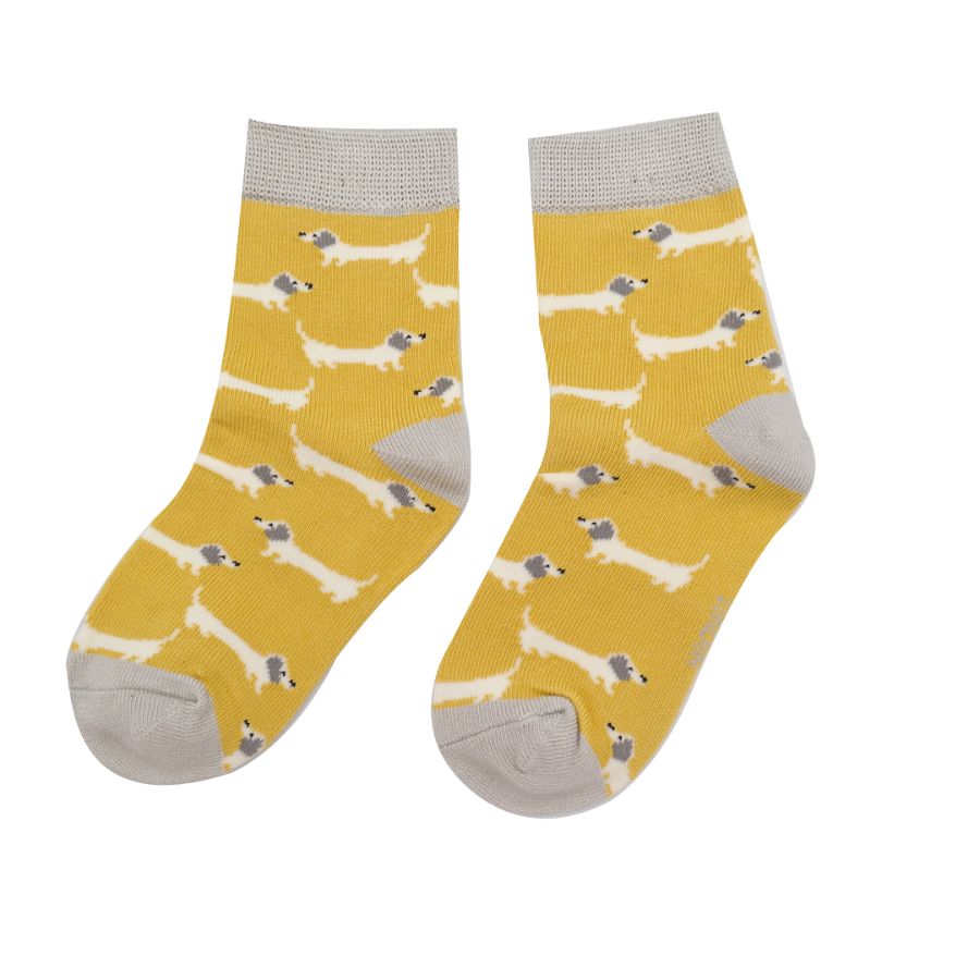 Girls Sausage Dogs Socks Yellow-0 Girls Sausage Dogs Socks Yellow-0