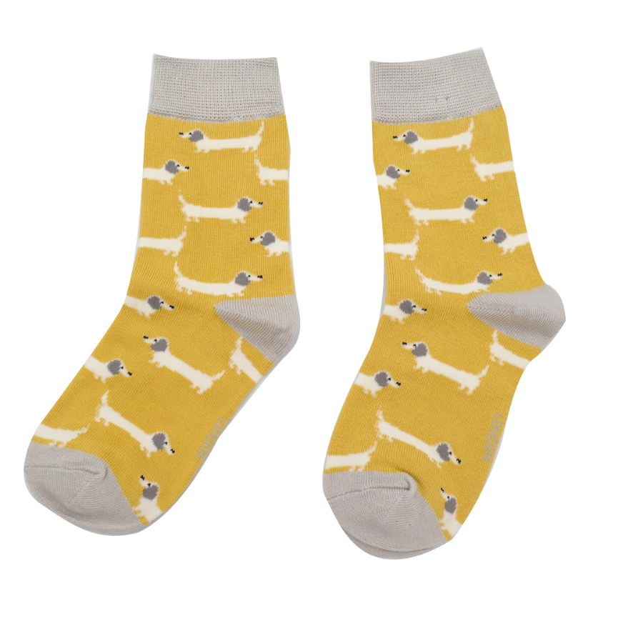 Girls Sausage Dogs Socks Yellow-6230 Girls Sausage Dogs Socks Yellow-6230