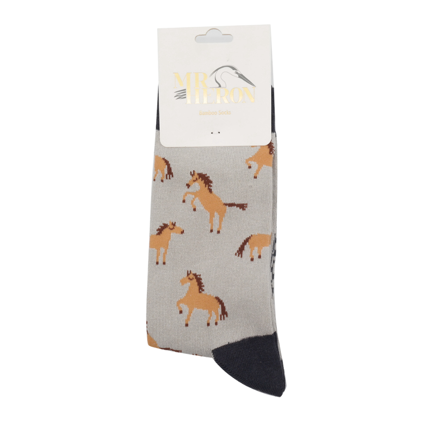 Men's Wild Horses Socks Silver-6444 Men's Wild Horses Socks Silver-6444