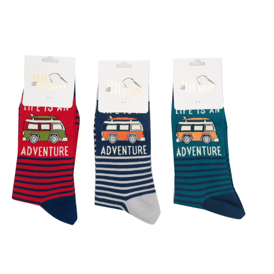 Men's Adventure Van Socks Navy-6448 Men's Adventure Van Socks Navy-6448