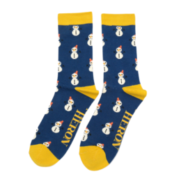 Men's Little Snowmen Socks Navy-0