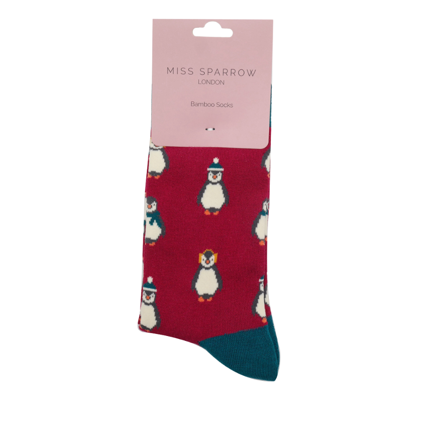 Baby Penguins Socks Wine-6393 Baby Penguins Socks Wine-6393