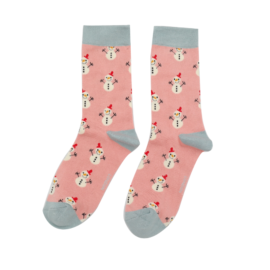 Little Snowmen Socks Dusky Pink-0